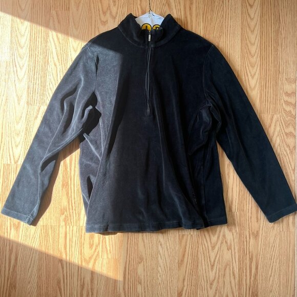 Eddie Bauer Black Velour Quarter Zip Pullover Womens XL - Picture 7 of 10